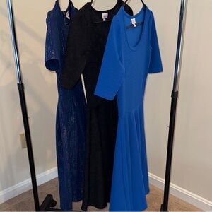 Set of 3 Blue & Black Women’s LuLaRoe  “Amelia” & “Nicole”Dresses